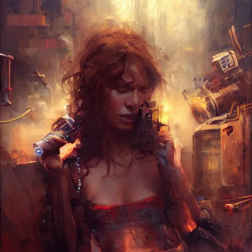 Image similar to neo luddites complaining about new technology by raymond swanland, highly detailed, bright tones