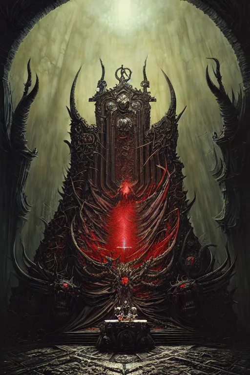 Image similar to satan's throne by anna podedworna, ayami kojima, greg rutkowski, giger, maxim verehin