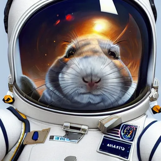 Image similar to a chinchilla in a astronaut suit, 3 d, sci - fi fantasy, intricate, elegant, highly detailed, lifelike, photorealistic, digital painting, artstation, illustration, concept art, sharp focus, art in the style of shigenori soejima
