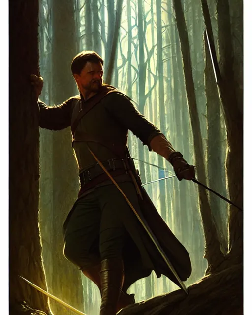 Image similar to robin hood, fine details, realistic shaded lighting poster by greg rutkowski, magali villeneuve, artgerm, jeremy lipkin and michael garmash and rob rey