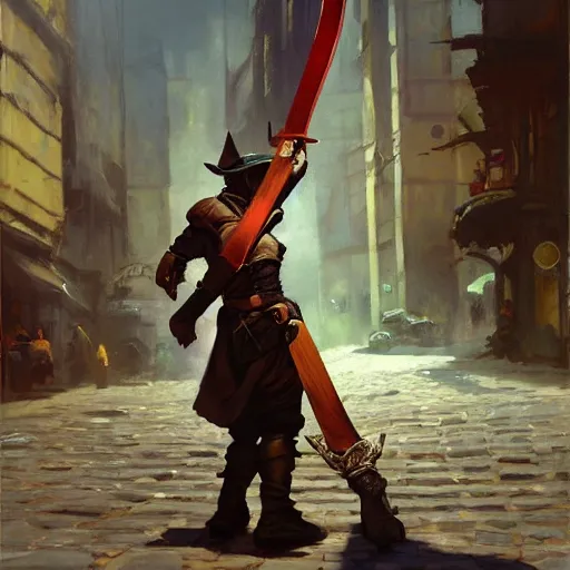 Image similar to greg manchess portrait of a sword stuck between cobblestones, profile picture, organic painting, sunny day, matte painting, bold shapes, hard edges, street art, trending on artstation, by huang guangjian, gil elvgren, ruan jia, randy vargas, greg rutkowski