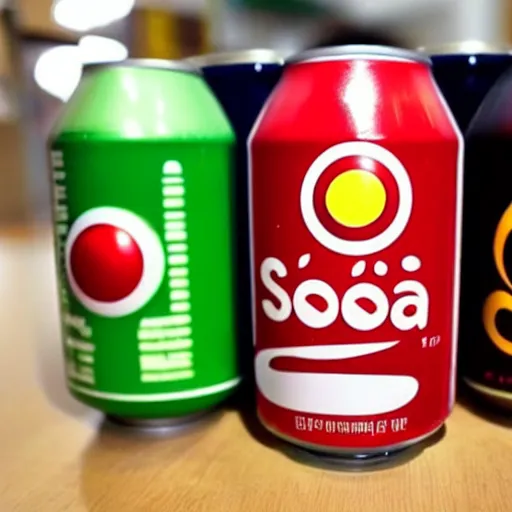 Prompt: a soda can themed after a pokeball from pokemon