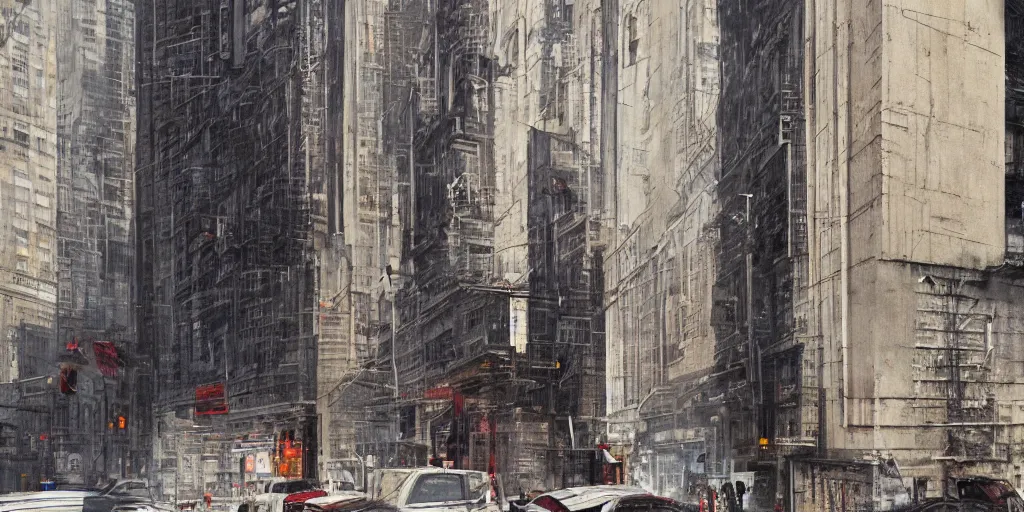 Image similar to wall street facade. texture. doors. street. art by greg rutkowski and william o'connor