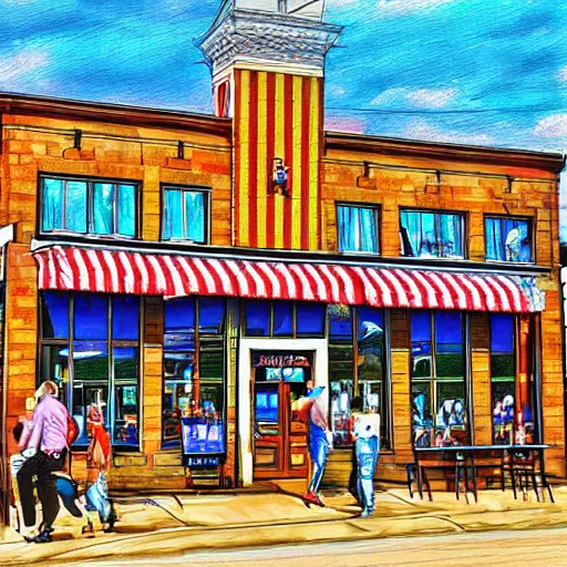 Prompt: Walton's five and dime, Bentonville Arkansas, digital art