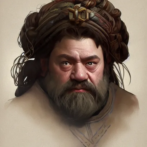 Image similar to Three quarters portrait of a dwarf, highly detailed, digital painting, art by Stanley Lau and Artgerm and Greg Rutkowski and Alphonse Mucha, artstation, octane render, cgsociety