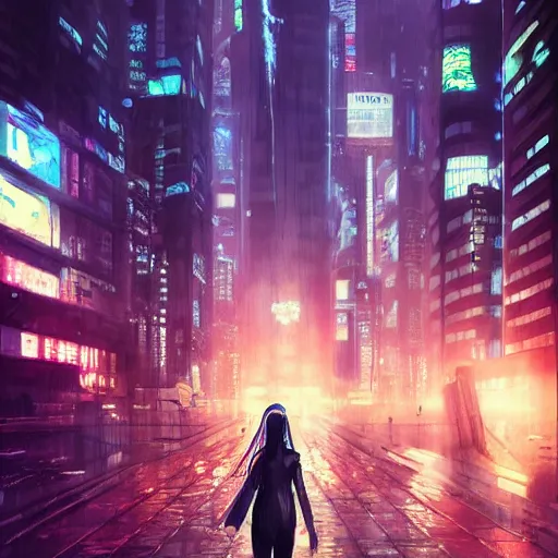 1920x1080 Cyberpunk Cityscape Girl Digital Art Laptop Full HD