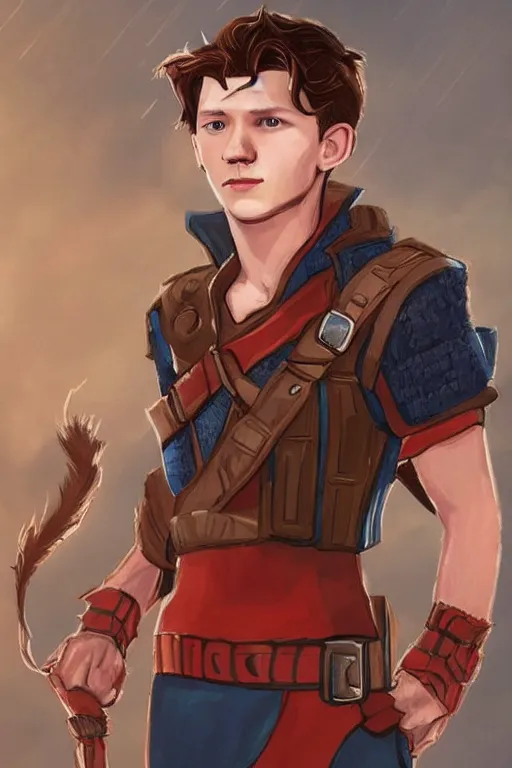 Prompt: tom holland portrait as a dnd character fantasy art.