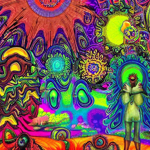 Prompt: A scene from a psychedelic trip