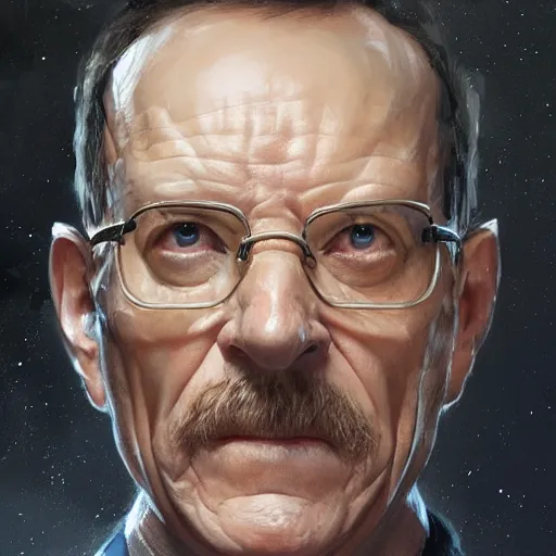 Image similar to portrait of a man by greg rutkowski, chancellor or the galactic alliance, he looks like brian cranston, star wars expanded universe, he is about 6 0 years old, wearing uniform of the galactic alliance, highly detailed portrait, digital painting, artstation, concept art, smooth, sharp foccus ilustration, artstation hq