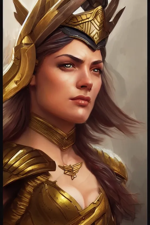 Image similar to amazon valkyrie athena, d & d, fantasy, portrait, highly detailed, headshot, digital painting, trending on artstation, concept art, sharp focus, illustration, art by artgerm and greg rutkowski and magali villeneuve