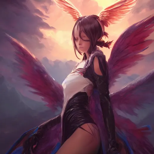 Prompt: an oil painting of a beautiful anime girl with demon wings, by artgerm, wlop and greg rutkowski, hd, hdr, ue 5, ue 6, unreal engine 5, cinematic 4 k wallpaper, 8 k, ultra detailed, high resolution, artstation, award winning
