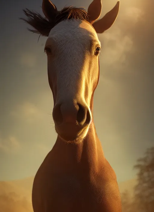 Image similar to horse on man, volumetric lighting, beautiful, golden hour, sharp focus, ultra detailed, cgsociety by leesha hannigan, ross tran, thierry doizon, kai carpenter, ignacio fernandez rios, noir photorealism, film