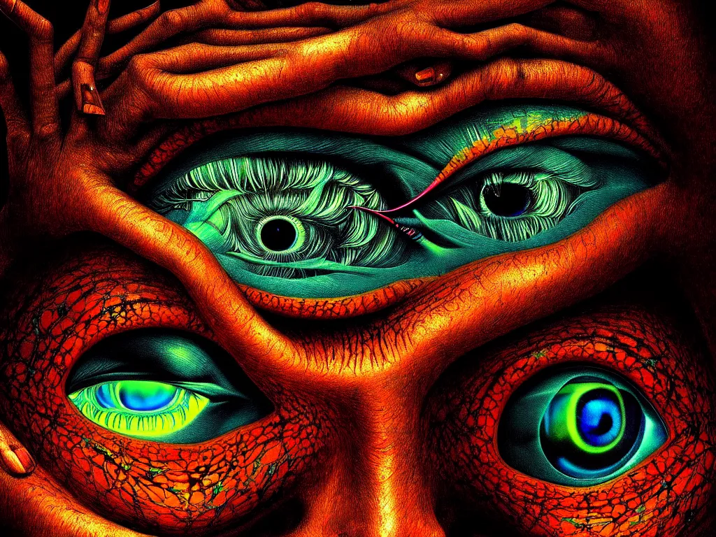 Image similar to highly detailed photo of psychedelic dilated pupil, trending on deviantart, neo surrealism, sharp focus, a lot of little details, octane, masterpiece, art by max ernst