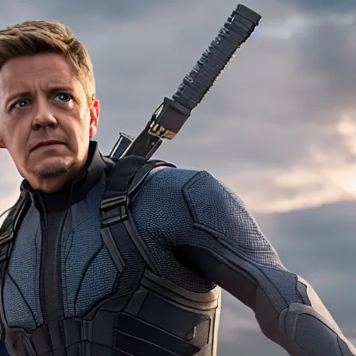 Prompt: film still of Eliot Page as Hawkeye in Avengers Endgame