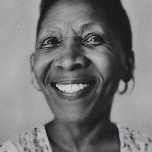 Prompt: A beautiful portrait of your mother smiling sweetly by Robert Johnson