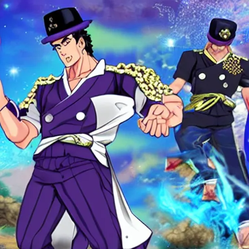 Image similar to jotaro from jojo's bizarre adventure in genshin impact game