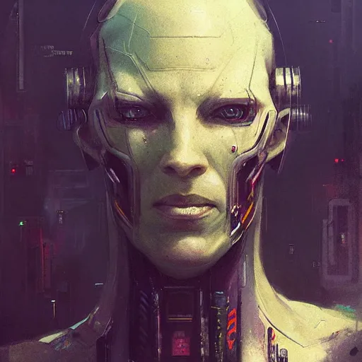 Image similar to portrait of a horrific cyberpunk monster, concept by greg rutkowski, highly detailed, sci-fi, sharp focus,