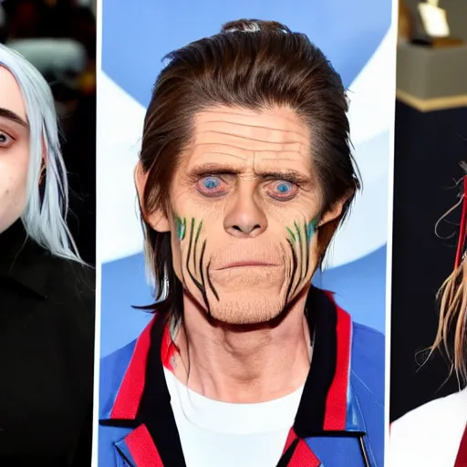 Image similar to billie eilish with willem dafoe face