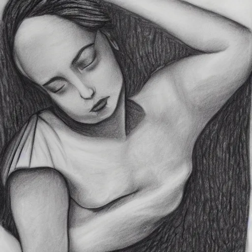 Image similar to waking life, black and white graphite drawing