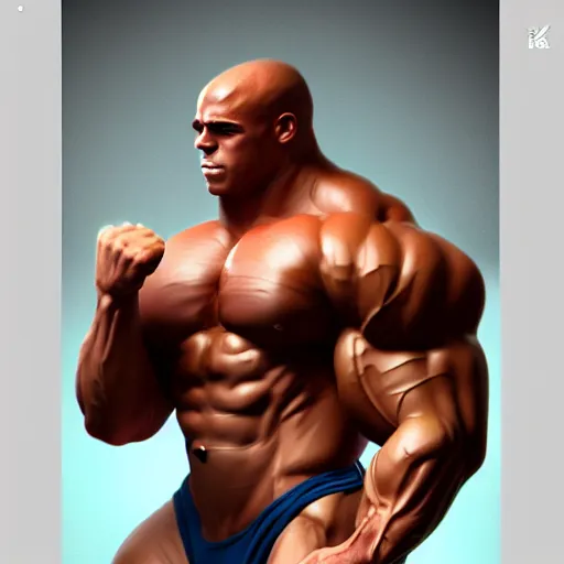 Image similar to bodybuilder pepe, hyper detailed pepe, digital art, trending in artstation, cinematic lighting, studio quality, smooth render, unreal engine 5 rendered, octane rendered, art style by klimt and nixeu and ian sprigger and wlop and krenz cushart