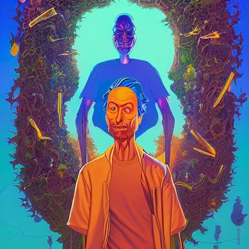 Image similar to lucky pixel god portrait by gaston bussierre and charles vess and james jean and erik jones and rhads, inspired by rick and morty, epic, funny, huge scale, beautiful fine face features, intricate high details, sharp, ultradetailed