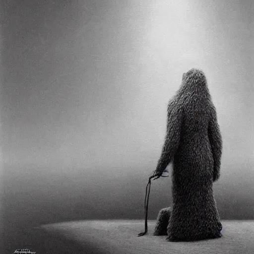 Image similar to animal in suit made by zdzislaw beksinski