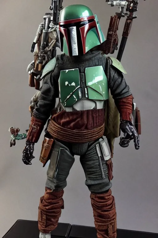 Prompt: boba fett, intricate, beautiful artstyle, intricate, insanely detailed, elegant, d&d, fantasy, mcfarlane toys prodict photo
