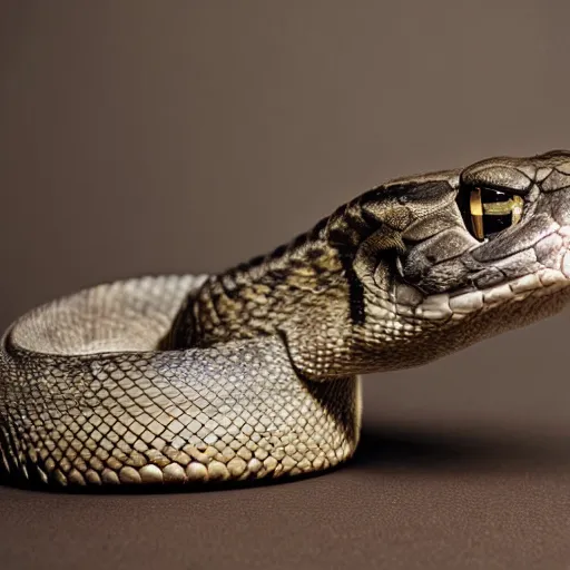 Image similar to studio photo of a rattlesnake with feline body, 4k