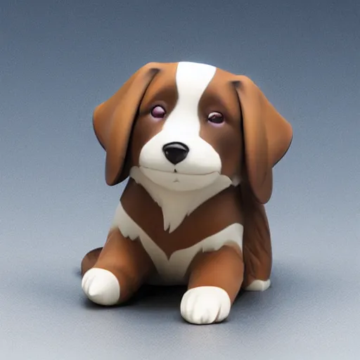 Image similar to australian shepherd anime figurine, soft studio light