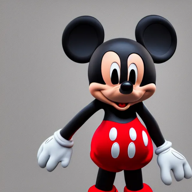 Image similar to ultra realistic mickey mouse in the style of balenciaga, dark cinematic, volumetric, realistic, 3 d render, cinematic lighting, ray tracing, cinematic, unreal engine 5, unreal engine render, octane render, hyper realistic, photo, 8 k