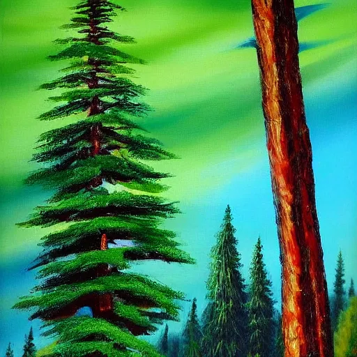 Image similar to conifer painted by bob ross