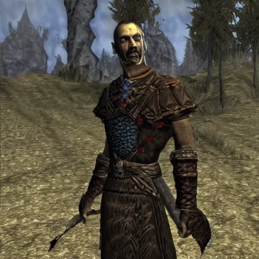 Prompt: Igor Ghirkin Strelkov in The Elder Scrolls III: Morrowind as a dark elf