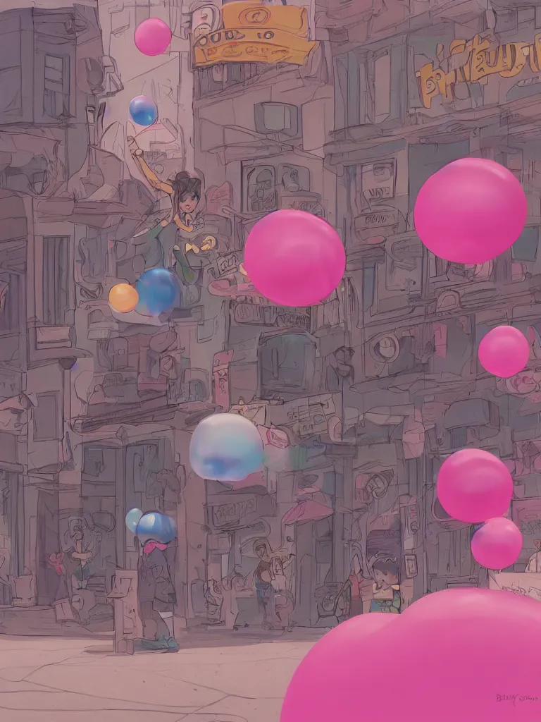 Image similar to bubble gum by disney concept artists, blunt borders, rule of thirds
