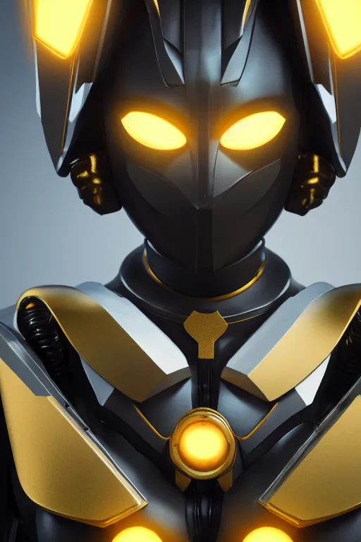 Prompt: maria of metropolis, humanoid robot, golden full body armor, deployed wings, beautiful helmet in the shape of a face, glowing yellow eyes, scifi, futuristic, raytracing, glowwave, sharp focus, cinematic lighting, artstation, divine, unreal engine 5 rendered, by fritz lang, art style by pixar warner bros dreamworks disney and overwatch