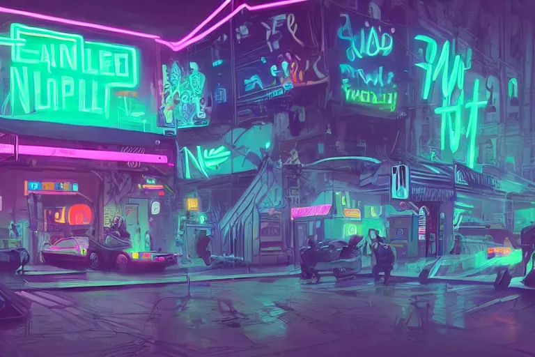 Prompt: neon jungle, detailed illustration, artstation