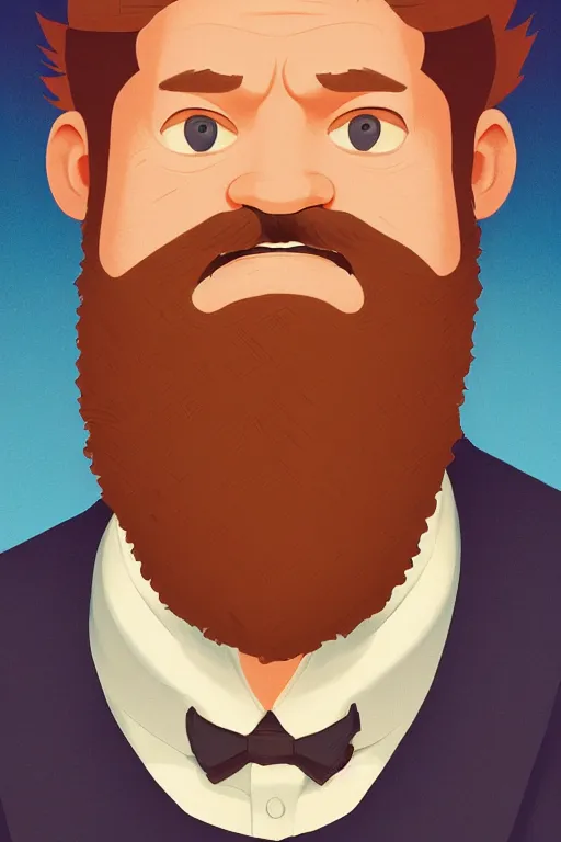 Image similar to face icon stylized minimalist portrait of a respectable dignified 3 0 ish pentecostal preacher with kind eyes and red beard and hair, loftis, cory behance hd by jesper ejsing, by rhads, makoto shinkai and lois van baarle, ilya kuvshinov, rossdraws global illumination