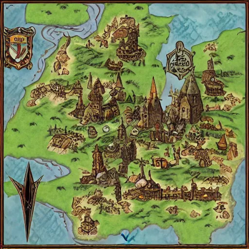 Prompt: medival map fantasy styled