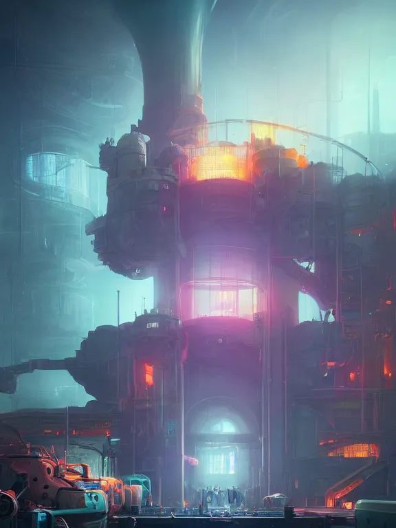 Prompt: photo of 8k ultra realistic power station , full of colour, cinematic lighting, battered, trending on artstation, 4k, hyperrealistic, focused, extreme details,unreal engine 5, cinematic, masterpiece, art by Peter Mohrbacher