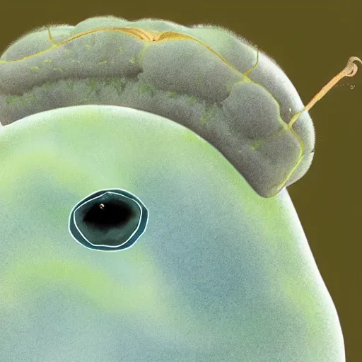 Image similar to a half pear half tardigrade