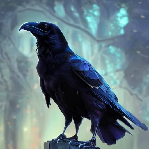 Image similar to perfectly - centered - portrait of a raven bird from league of legends, intricate, highly detailed, digital painting, artstation, concept art, smooth, sharp focus, illustration, unreal engine 5, 8 k, art by artgerm and greg rutkowski and alphonse mucha