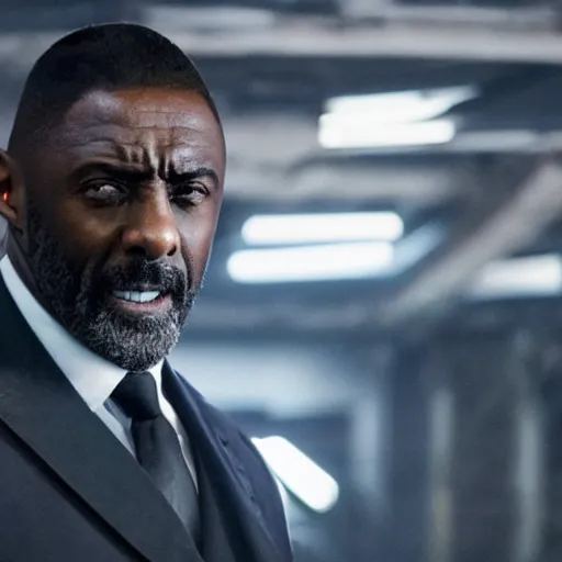 Image similar to film still of Idris Elba as Punisher in new Marvel film, photorealistic 8k