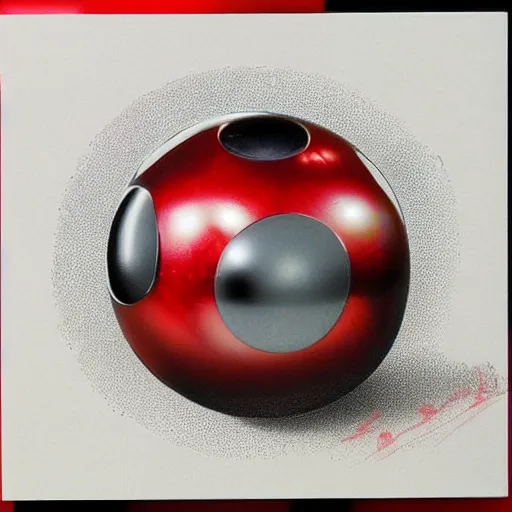 Image similar to chrome spheres on a red cube by ayami kojima