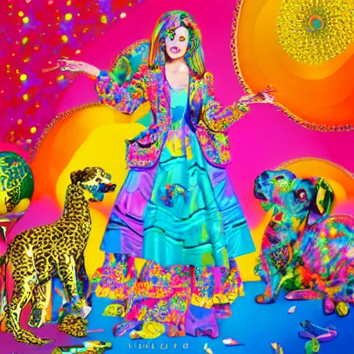 Image similar to Lisa Frank and baroque collaboration