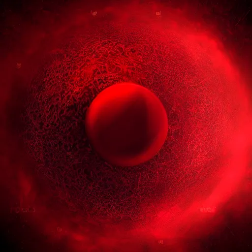 Prompt: loneliness and fear in a red future sphere limbo abstract dark highly detailed in cubes