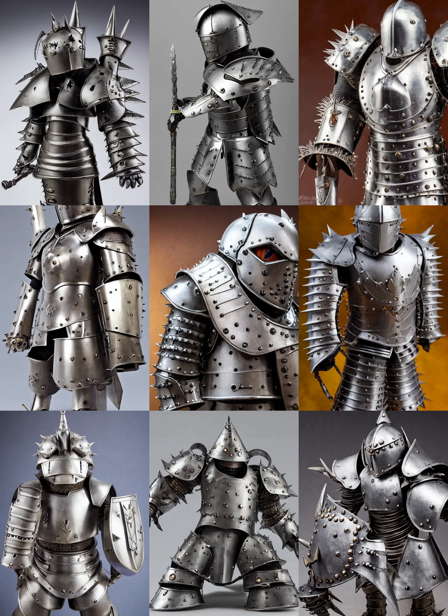 Prompt: diorama of alphonse elric, intricately detailed, plate armor with spiky pauldrons, helmet, product photo, dslr