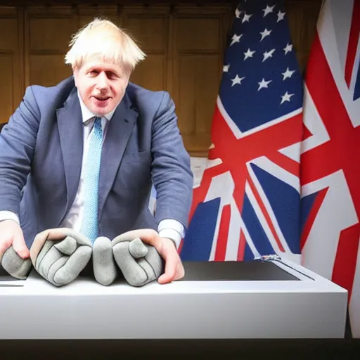 Image similar to Boris johnson pulling his socks up