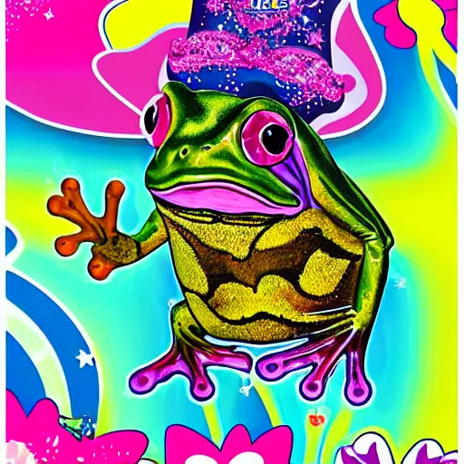 Image similar to frog elvis, lisa frank