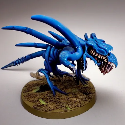 Image similar to a warhammer40k tyranid figurine painted blue
