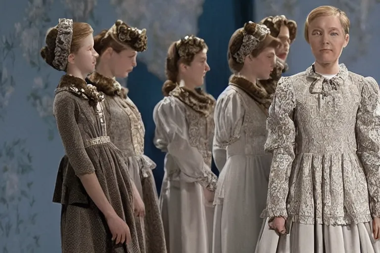 Image similar to still image from the sound of music by alexander mcqueen, ultra detailed, finely detailed