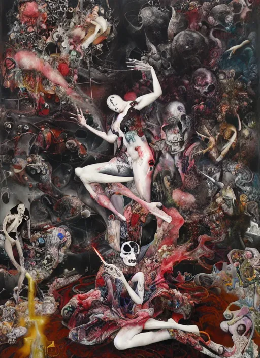 Image similar to death is not mercurial it's patient unlike life, a brutalist designed, gothic, rich deep colours, painted by francis bacon, julie heffernan, glenn brown, adrian ghenie, james jean and petra cortright, part by gerhard richter, part by takato yamamoto. a surrealist painting, 8 k masterpiece.